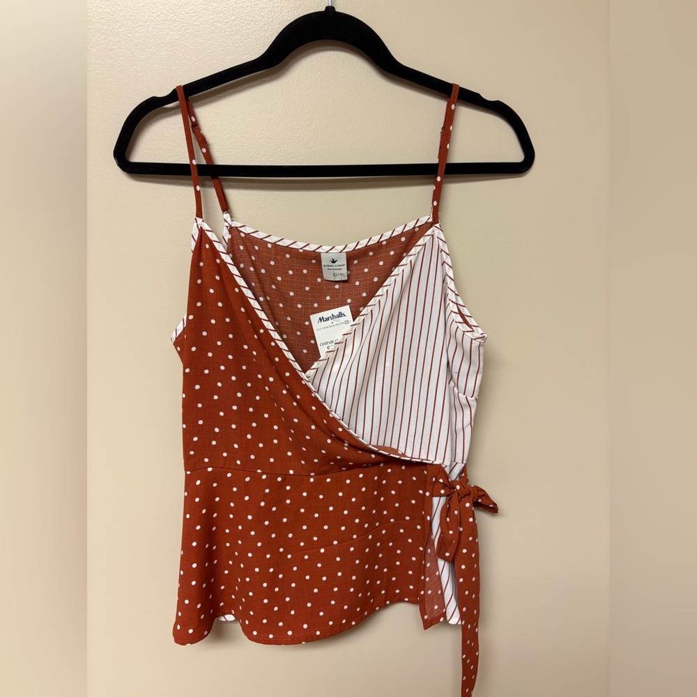 Paper Crane Rust and White Mixed Pattern Camisole